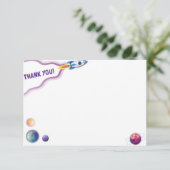 Jungs Geburtstag - Weltraum - Danke Karte (Stehend Vorderseite)