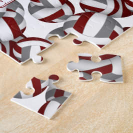 Jungs Girls maroon graue Volleyball Mannschaftsfar Puzzle