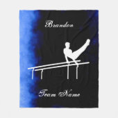 Jungs Gymnastik schwarz, blau, weiß mit Teamname Fleecedecke (Vorderseite)