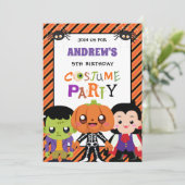 Jungs Halloween Costume Party 9. Geburtstag Einladung (Stehend Vorderseite)