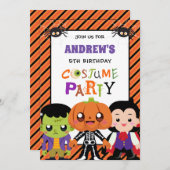 Jungs Halloween Costume Party 9. Geburtstag Einladung (Vorne/Hinten)