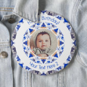 Jungs Happy Birthday Blue Star Custom Foto Age Button (Beispiel)