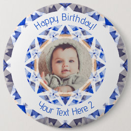 Jungs Happy Birthday Blue Star Custom Foto Age Button