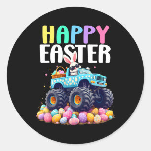 Jungs Happy Ostermonster Truck Ostereier Dog Runder Aufkleber