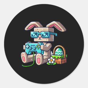 Jungs Happy Ostertag Bunny Egg Video Game Gamer Runder Aufkleber