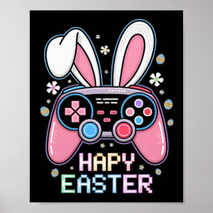 Jungs Happy Ostertag Bunny Egg Video Game Kinder i Poster