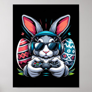 Jungs Happy Ostertag Bunny Egg Video Game Kinder i Poster