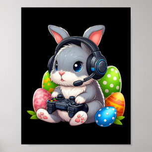 Jungs Happy Ostertag Bunny Egg Video Game Kinder i Poster