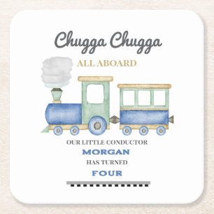 Jungs jeden Geburtstag Blue Train Chugga Choo Rechteckiger Pappuntersetzer