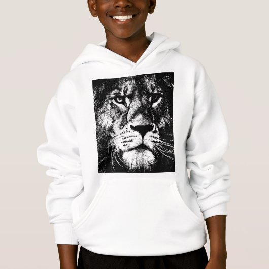 Jungs Kleidung Kleidung Mode White Hoodie Lion (Vorderseite)