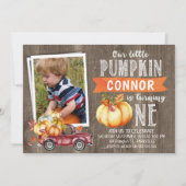 Jungs kleines Pumpkin-Foto1. Geburtstag Einladung (Vorderseite)