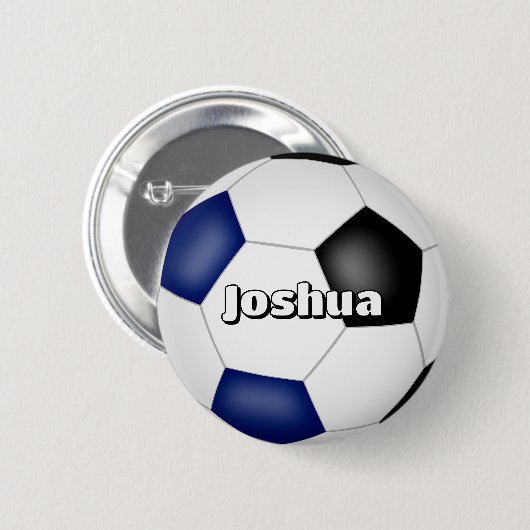 Jungs Mädchen Fußball blau schwarze Mannschaft Far Button (Vorne & Hinten)