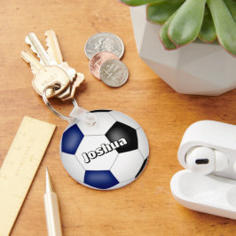Jungs Mädchen Fußball blau schwarze Mannschaft Far Schlüsselanhänger