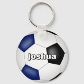 Jungs Mädchen Fußball blau schwarze Mannschaft Far Schlüsselanhänger (Rückseite)