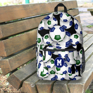 Jungs Mädchen Fußball-Spieler Blau grüne Mannschaf Bedruckter Rucksack