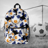 Jungs Mädchen Fußball-Spieler blau orange Mannscha Bedruckter Rucksack