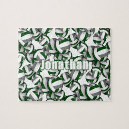 Jungs Mädchen grüne graue Volleyballmannschaftsfar Puzzle