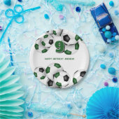 Jungs Mädchen grüner schwarzer Fußball Sport Gebur Pappteller (Party)