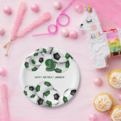 Jungs Mädchen grüner schwarzer Fußball Sport Gebur Pappteller (Party)