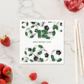 Jungs Mädchen grüner schwarzer Fußball Sport Gebur Serviette (Beispiel)