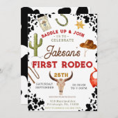 Jungs mein erster Rodeo Cowboy 1. Geburtstag Einladung (Vorne/Hinten)