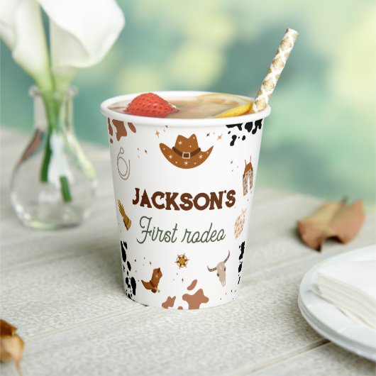 Jungs mein erster Rodeo Cowboy 1. Geburtstag Pappbecher (In Situ)