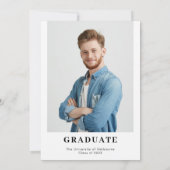 Jungs Minimalistische Foto Graduation Party Einladung (Rückseite)