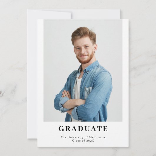 Jungs Minimalistische Foto Graduation Party Einladung (Rückseite)