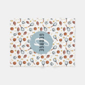 Jungs Moderne Blue Football Sports Kids Fleecedecke (Vorderseite (Horizontal))