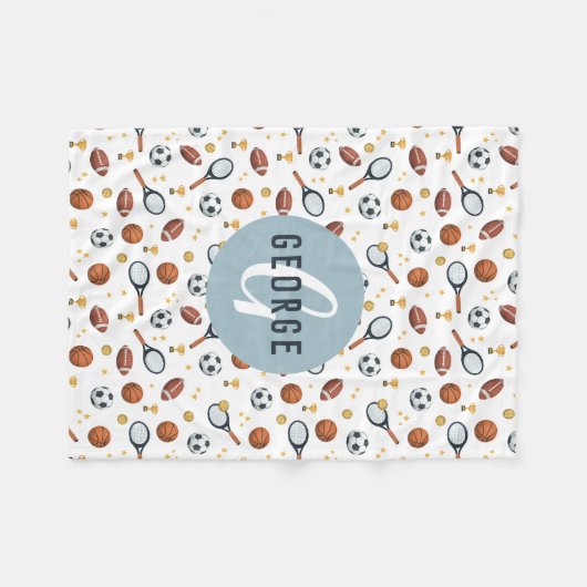 Jungs Moderne Blue Football Sports Kids Fleecedecke (Vorderseite (Horizontal))