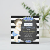 Jungs Moderne Chalkboard Baby-Dusche Einladung (Stehend Vorderseite)