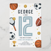 Jungs Moderne Sportstar-Kinder Folieneinladung (Vorderseite)