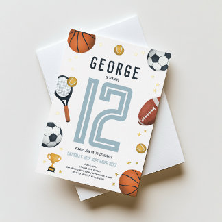 Jungs Moderne Sportstar-Kinder Folieneinladung