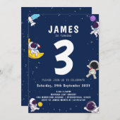 Jungs Moderner Astronautenschiff Kindergeburtstag Einladung (Vorne/Hinten)