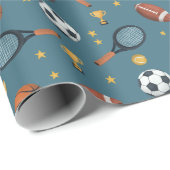 Jungs Moderner Blue Sports Football Kindergeburtst Geschenkpapier (Rolleneckpunkt)