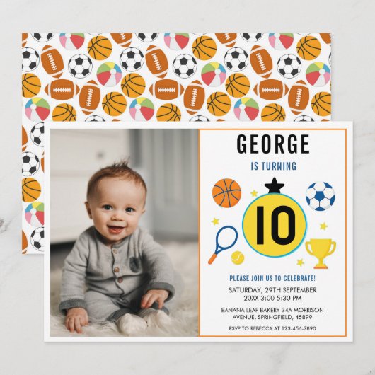 Jungs Moderner Kindergeburtstag | Game Day Foto Einladung (Vorne/Hinten)