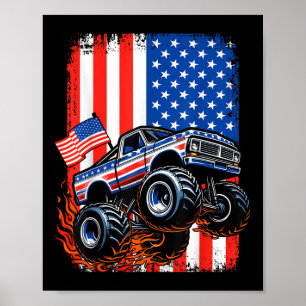 Jungs Monster Truck USA Flaggenmonster Truck 4. J Poster