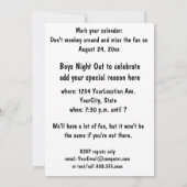 Jungs Nacht out Einladung (Rückseite)