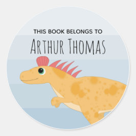 Jungs Niedlich "Dieses Buch gehört" Dinosaurier-Bu Runder Aufkleber