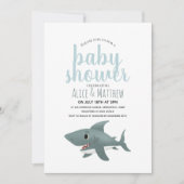 Jungs Niedlich moderne Blue Ocean Shark Baby Dusch Einladung (Vorderseite)