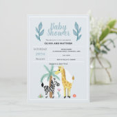 Jungs Niedlich Safari Jungle Giraffe Kinderdusche Einladung (Stehend Vorderseite)