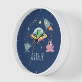 Jungs Niedlich Space Alien Cartoon Kinderzimmer &  Uhr (Winkel)