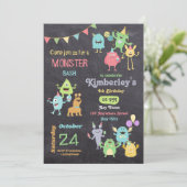 Jungs Niedlich und Spaß Monster Kindergeburtstag P Einladung (Stehend Vorderseite)