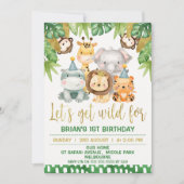 Jungs Niedlich Wild One Safari Einladung zum 1. Ge (Vorderseite)