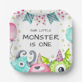 Jungs Niedliche kleine Monster-Geburtstagsparty Pappteller (Vorderseite)