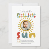 Jungs Niedliches Foto erste Reise um die Sonne Geb Einladung (Vorderseite)