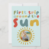 Jungs Niedliches Foto erste Reise um die Sonne Geb Einladung (Rückseite)