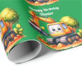 Jungs Personalisierter Name Happy Birthday Geschenkpapier (Rolleneckpunkt)