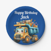 Jungs Personalisierter Name Happy Birthday Pappteller (Vorderseite)