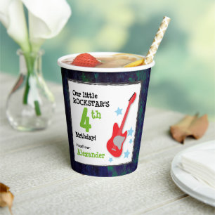 Jungs Rockstar Geburtstag mit Red Guitar Pappbecher